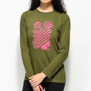 OBEY Defiant Rose Olive Long Sleeve T-Shirt SMALL